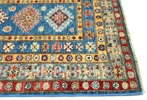 Blue Tribal Geometric 3X5 Kazak Pakistan Oriental Rug