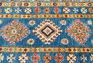 Blue Tribal Geometric 3X5 Kazak Pakistan Oriental Rug
