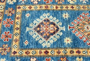 Blue Tribal Geometric 3X5 Kazak Pakistan Oriental Rug