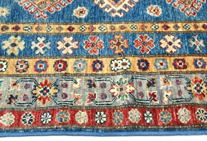 Blue Tribal Geometric 3X5 Kazak Pakistan Oriental Rug
