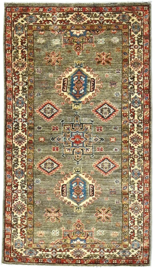 Brown Tribal Geometric 3X5 Kazak Pakistan Oriental Rug