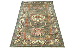 Muted Orange Tribal Geometric 3X5 Kazak Pakistan Oriental Rug