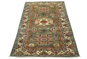 Muted Orange Tribal Geometric 3X5 Kazak Pakistan Oriental Rug