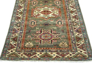 Muted Orange Tribal Geometric 3X5 Kazak Pakistan Oriental Rug