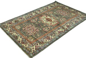 Muted Orange Tribal Geometric 3X5 Kazak Pakistan Oriental Rug