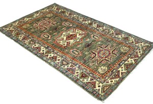 Muted Orange Tribal Geometric 3X5 Kazak Pakistan Oriental Rug
