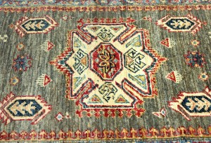 Muted Orange Tribal Geometric 3X5 Kazak Pakistan Oriental Rug