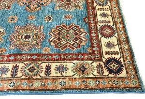 Blue Tribal Geometric 5X7 Kazak Pakistan Oriental Rug