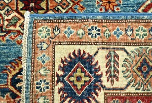 Blue Tribal Geometric 5X7 Kazak Pakistan Oriental Rug
