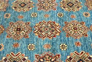 Blue Tribal Geometric 5X7 Kazak Pakistan Oriental Rug