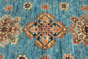 Blue Tribal Geometric 5X7 Kazak Pakistan Oriental Rug