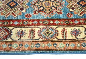 Blue Tribal Geometric 5X7 Kazak Pakistan Oriental Rug