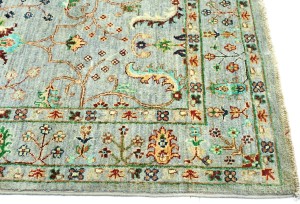 Light Gray Tribal Floral 5X7 Kazak Peshawar Oriental Rug
