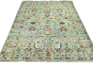 Light Gray Tribal Floral 5X7 Kazak Peshawar Oriental Rug