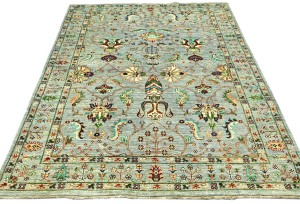 Light Gray Tribal Floral 5X7 Kazak Peshawar Oriental Rug