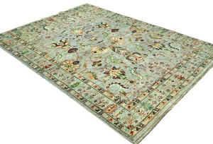 Light Gray Tribal Floral 5X7 Kazak Peshawar Oriental Rug