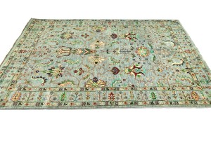 Light Gray Tribal Floral 5X7 Kazak Peshawar Oriental Rug