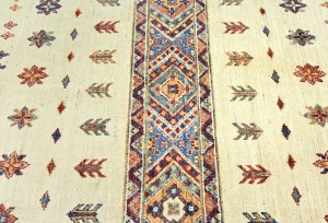 Cream Tribal Floral 3X10 Kazak Peshawar Oriental Runner Rug