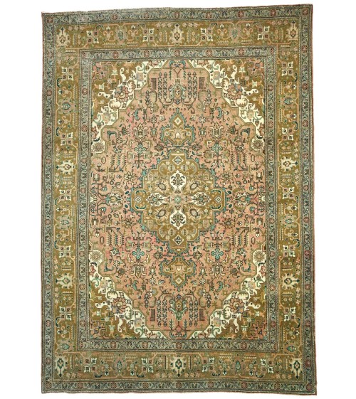 Antique Muted Rust Floral 10X13 Distressed Vintage Oriental Rug