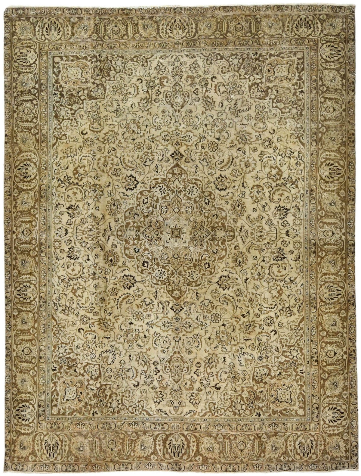 Muted Traditional Floral 9X12 Distressed Kerman Persian Rug