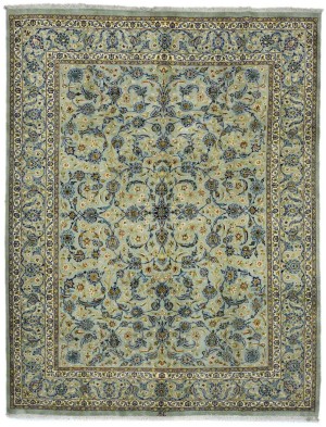Vintage Sage Green Traditional 10X13 Kashan Persian Rug