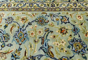 Vintage Sage Green Traditional 10X13 Kashan Persian Rug