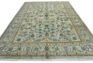 Vintage Sage Green Traditional 10X13 Kashan Persian Rug