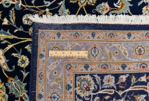 Vintage Dark Navy Traditional 10X13 Kashan Persian Rug
