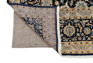 Vintage Dark Navy Traditional 10X13 Kashan Persian Rug