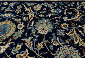 Vintage Dark Navy Traditional 10X13 Kashan Persian Rug