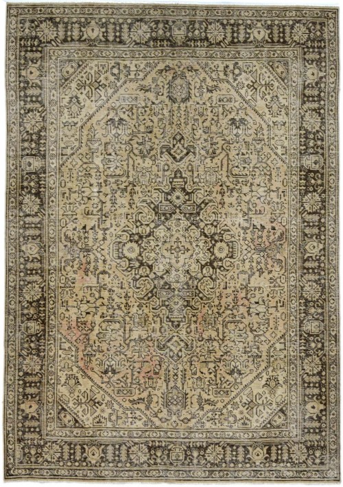 Muted Traditional Floral 6'5X9'3 Distressed Tabriz Persian Rug