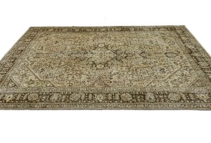 Muted Traditional Floral 6'5X9'3 Distressed Tabriz Persian Rug