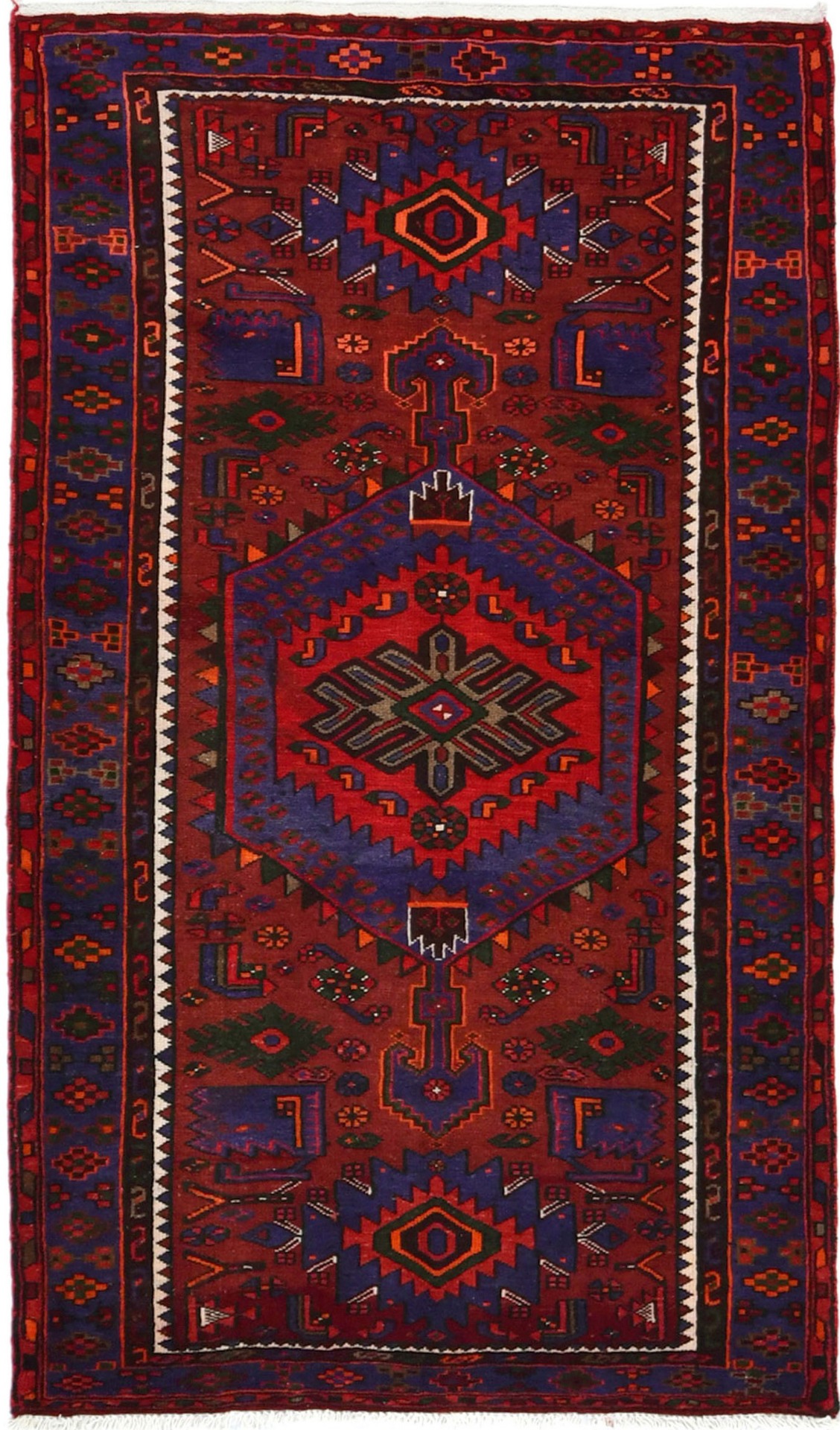 Vintage Red Tribal 3'9X6'7 Hamedan Persian Rug