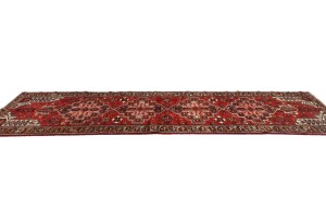 Semi Antique Red Tribal 3'3X12'5 Hamedan Persian Runner Rug