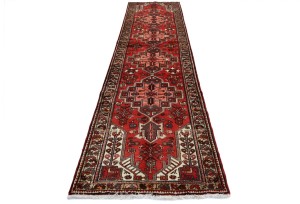 Semi Antique Red Tribal 3'3X12'5 Hamedan Persian Runner Rug