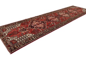 Vintage Red Tribal 3X12 Hamedan Persian Runner Rug
