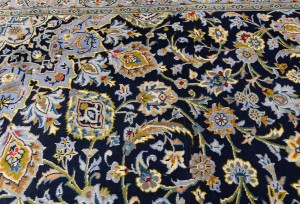 Vintage Purple-navy Traditional 10X13 Kashan Persian Rug