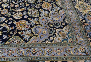 Vintage Purple-navy Traditional 10X13 Kashan Persian Rug