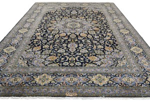 Vintage Purple-navy Traditional 10X13 Kashan Persian Rug