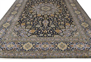 Vintage Purple-navy Traditional 10X13 Kashan Persian Rug