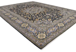 Vintage Purple-navy Traditional 10X13 Kashan Persian Rug