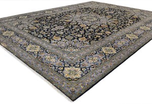 Vintage Purple-navy Traditional 10X13 Kashan Persian Rug