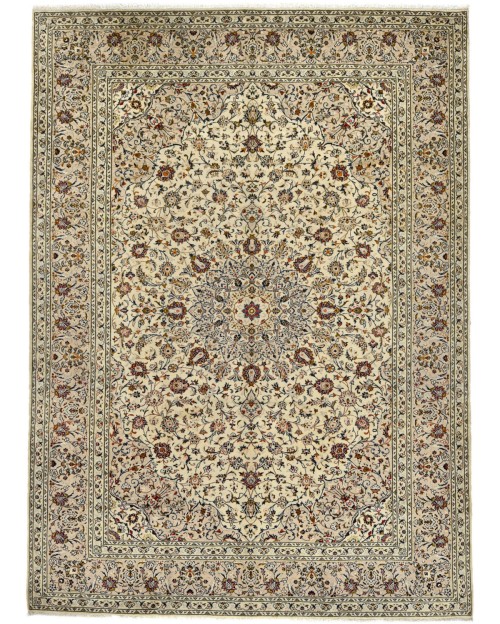 Vintage Cream Traditional 10X13 Kashan Persian Rug