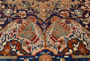 Vintage Navy Blue Pictorial 9'7X12'4 Kashmar Persian Rug