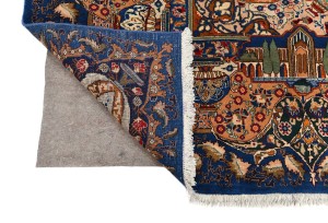 Vintage Navy Blue Pictorial 9'7X12'4 Kashmar Persian Rug