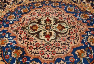 Vintage Navy Blue Pictorial 9'7X12'4 Kashmar Persian Rug