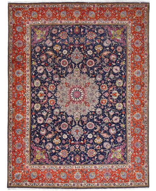 Vintage Purple-navy Traditional 10X13 Tabriz Persian Rug