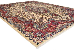 Vintage Cream Traditional 10X13 Kashmar Persian Rug