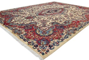 Vintage Cream Traditional 10X13 Kashmar Persian Rug