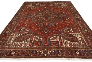 Vintage Red Geometric 8'6X11 Heriz Persian Rug